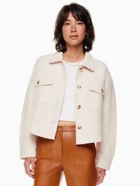 Wilfred Free The Ganna Cropped Shirt Jacket In Heather Bone, Size L